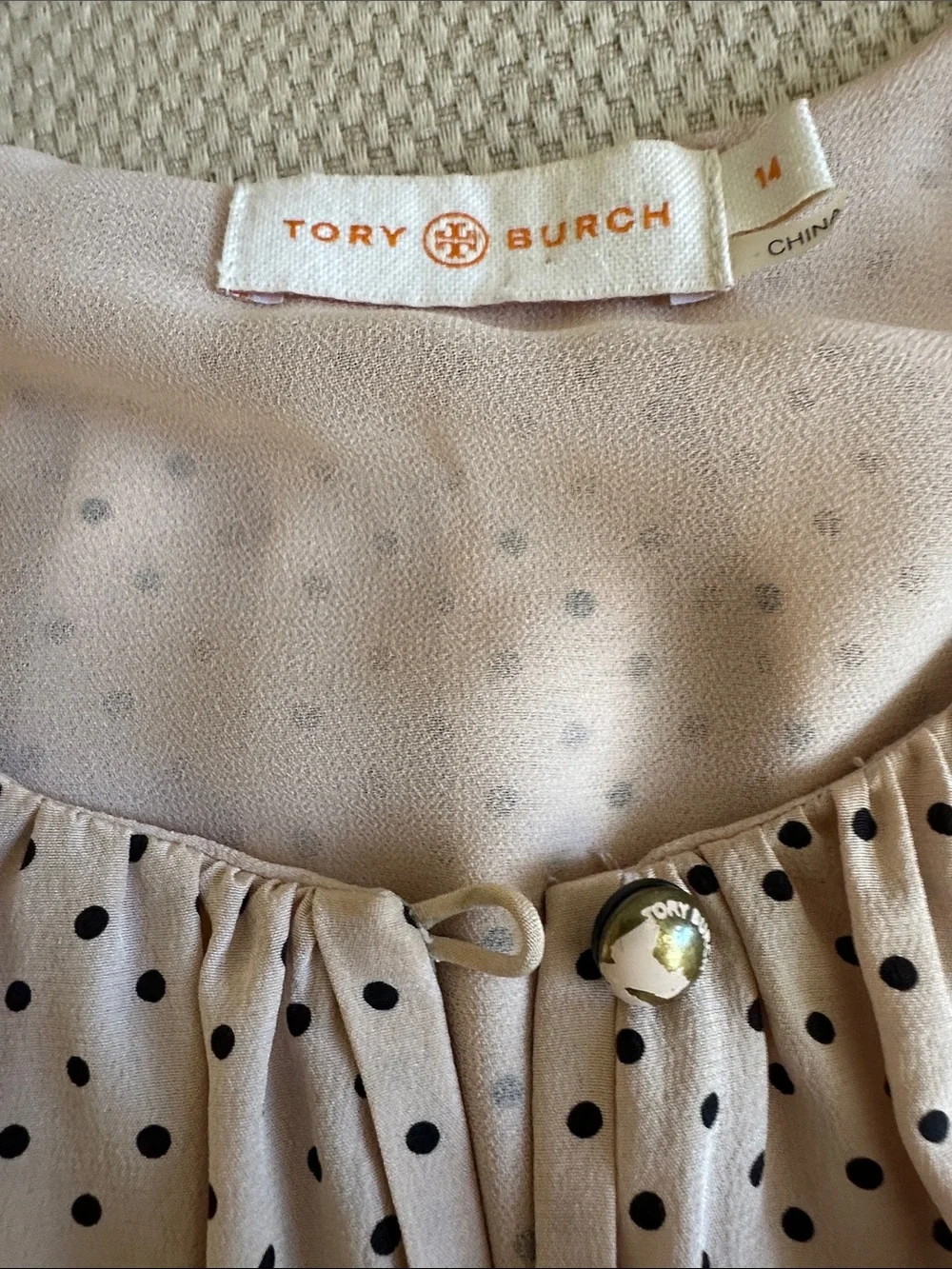 Tory Burch Cream Polka Dot Sleeveless Shell